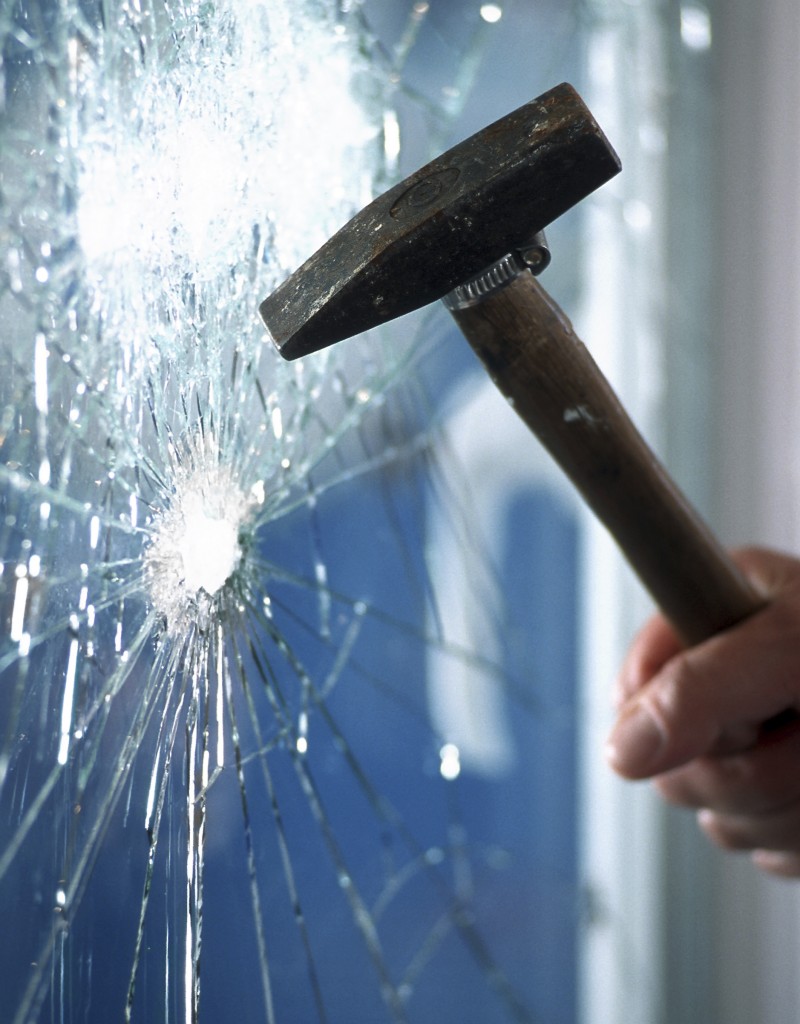 Sledgehammer breaking glass